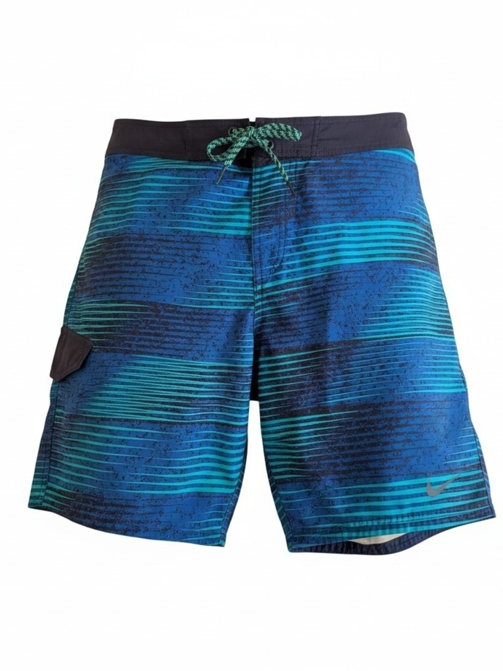 Nike Men’s Blue and Teal Striped Swim Board Shorts